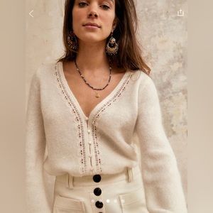 Sezane Clara Cardigan, Ecru, NWOT, size XS